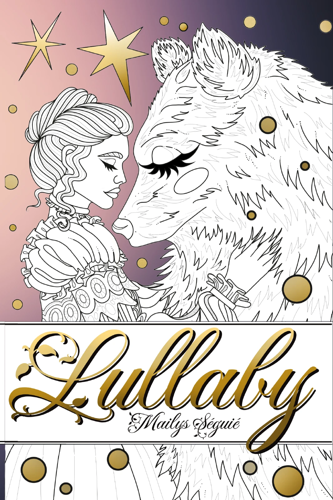 Couverture de Lullaby, accompagnée de deux dessins du livre à imprimer